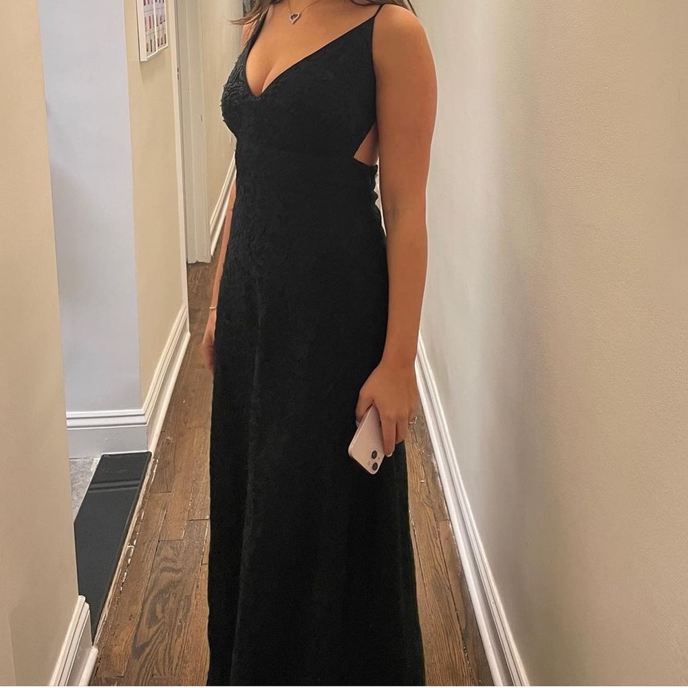 Black lace dress with cutouts